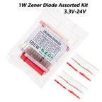 140pcs/Lot 1W Zener Diode Assorted Kit 3.3V-24V 14values*10pcs=140pcs Electronics Component Sample Set 3.3V 3V9 4V7 5V1 6V2 6V8