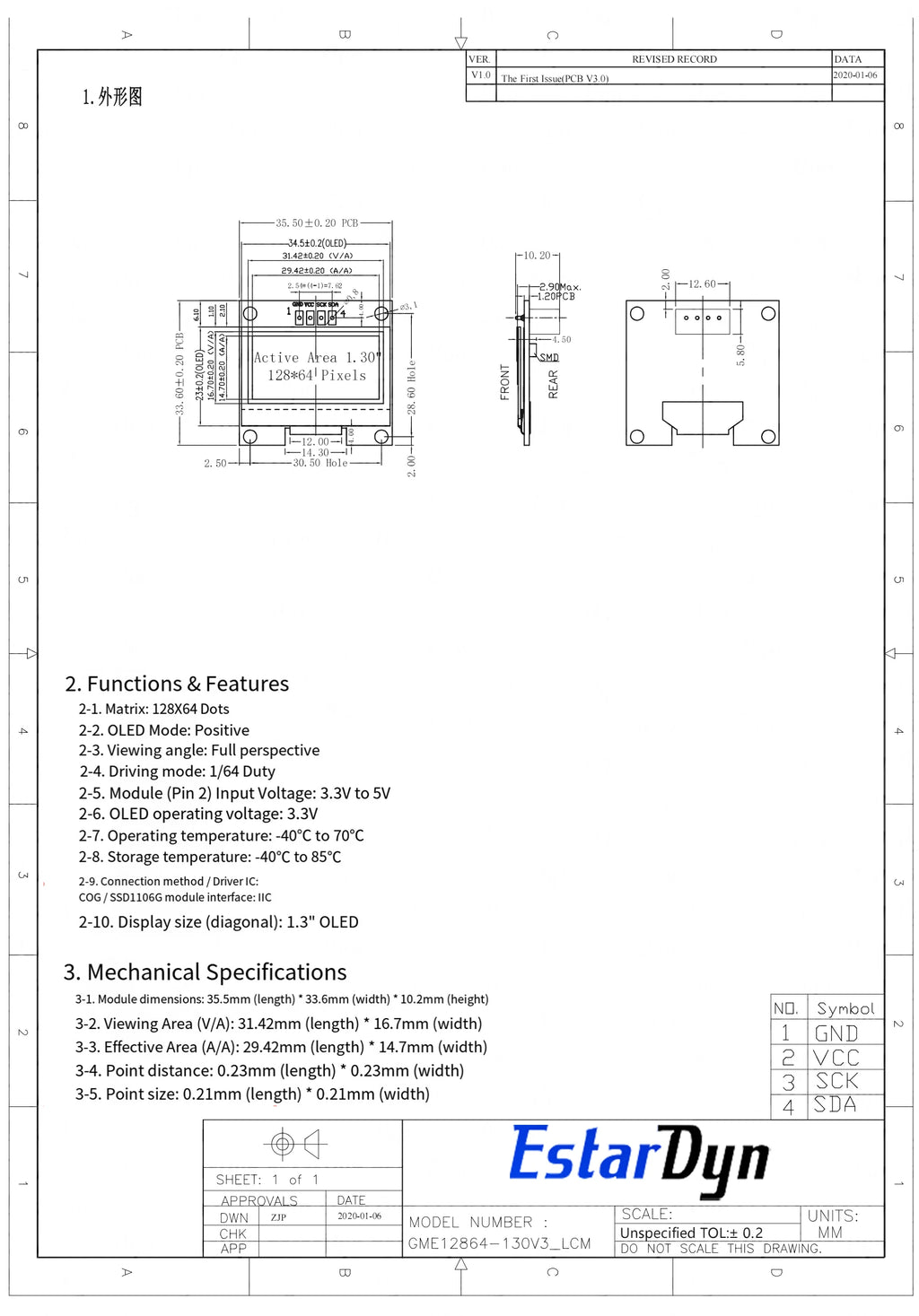 1.3 inch OLED RoHS Module 2.54mm Connecting Terminals SPI/IIC I2C Communicate White/Blue Color 128X64 1.3" OLED