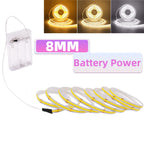 3MM 5MM 8MM COB LED Light Strip 5V 320LEDs PIR Motion Sensor Flexible Night Light USB/AAA Battery Powered Tape 3000K 4000K 6000K