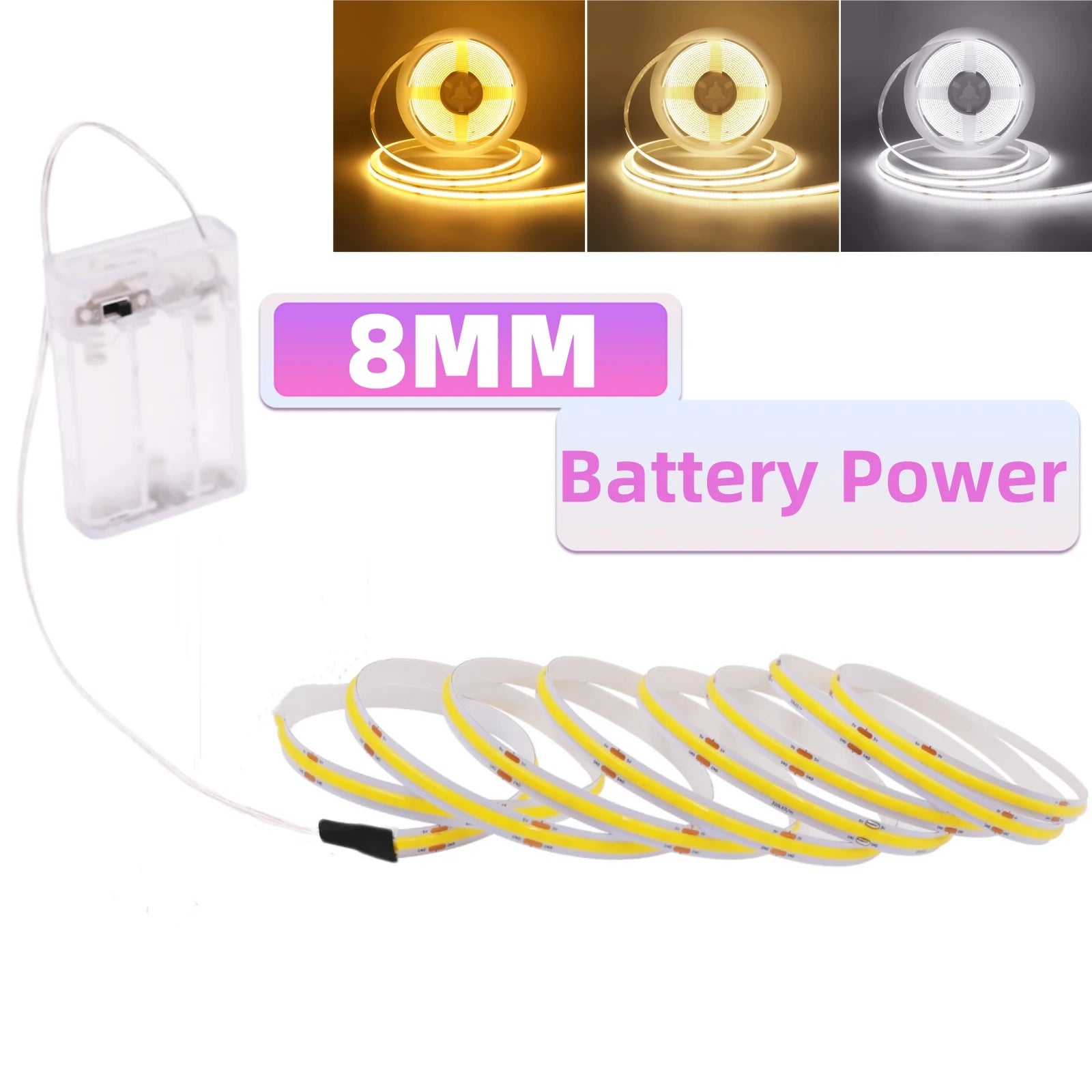 3MM 5MM 8MM COB LED Light Strip 5V 320LEDs PIR Motion Sensor Flexible Night Light USB/AAA Battery Powered Tape 3000K 4000K 6000K