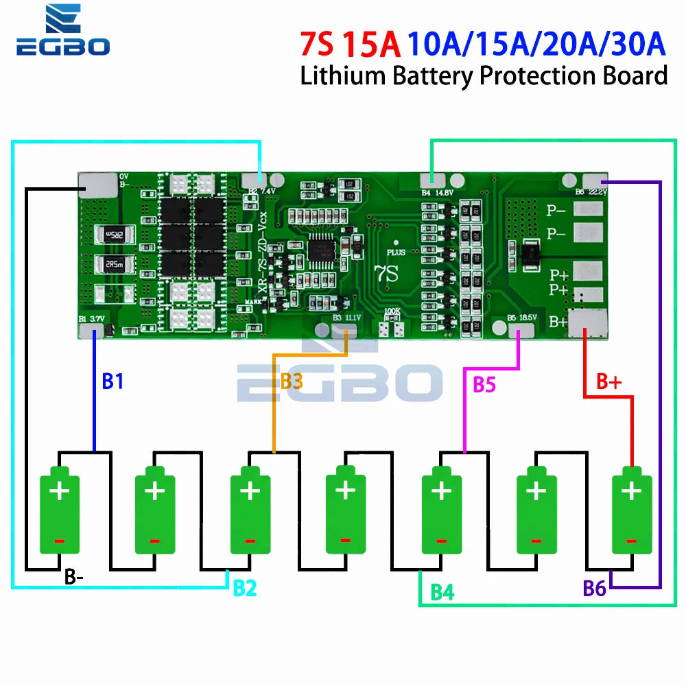 1~5PCS BMS 7S 24V 10A 15A 20A 30A Li-ion 18650 Battery Charge Board With Balance Function Short Circuit / Temperature Protection