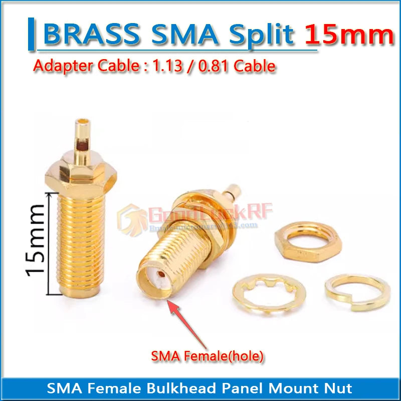 SMA Female Window split Welding Solder 1.13 0.81 Cable Plug 11/13/15/17mm RPSMA RP-SMA Female Washer Nut RF Connector Socket