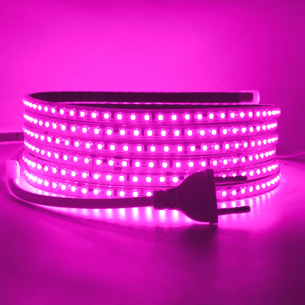 220V LED Strip 2835 120LEDs/m Waterproof 0.5M 5M 10M 20M 30M 40M Flexible Lamp Adhesive Tape White Red Green Ice Blue Pink