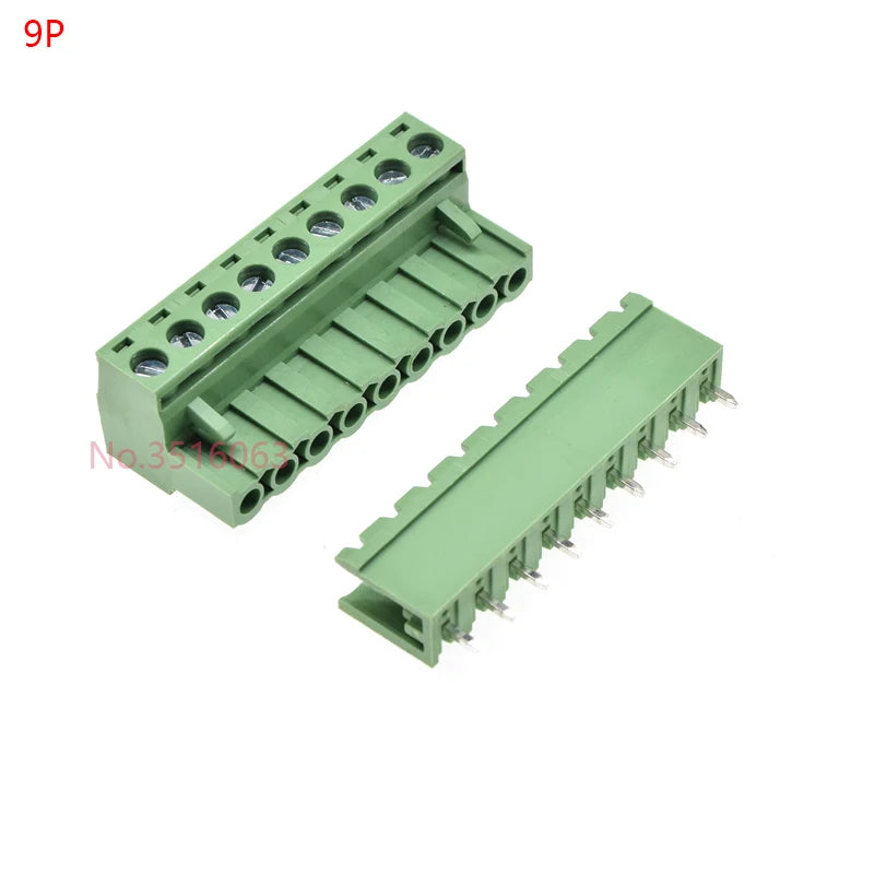 10Sets 2edg 2/3/4/5/6/7/8/9 Pin Screw Terminal Block Connector 5.08mm Pitch Plug + Straight Pin Header Socket For Pcb 2p 3p 4p