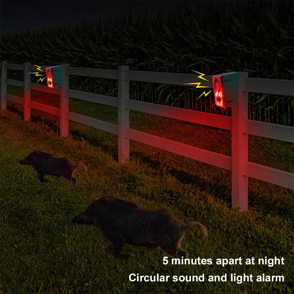 Solar Outdoor Motion Sensor Alarm Home  Alarm with Dog Barking Gunshot Sound Support Recording and Adjustable Volume