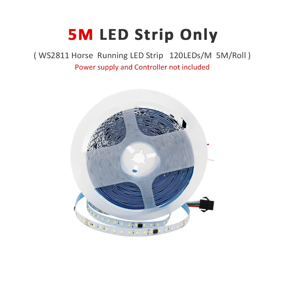 20M 15M 5M 10M Running Water Flowing LED Strip Light DC24 WS2811 SMD2835 Horse Race Pixel Addressable Flexible Linear Lamp Set