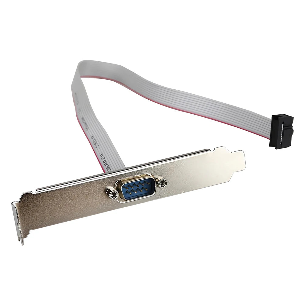 1pcs for Motherboard 9 Pin RS232 DB9 Pin Com Port Ribbon Serial Cable Connector Bracket Male High Quality Supplies Accessories