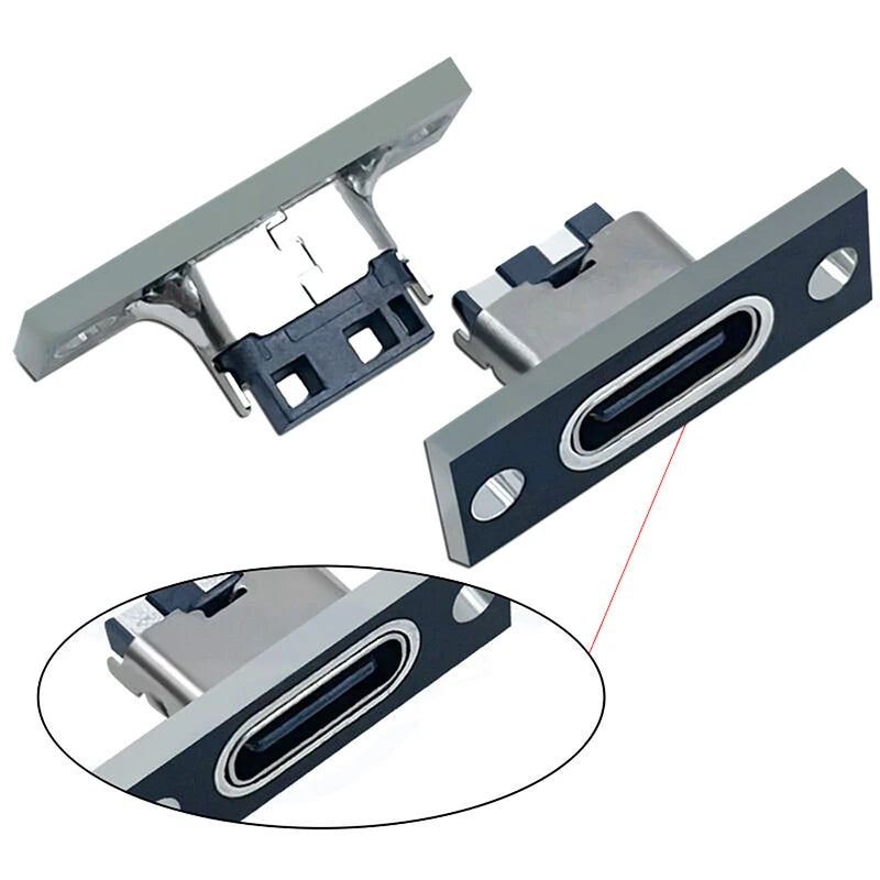 5Pcs New USB 3.1 Type C Socket With Screw Fixing Plate Type-C USB Jack 3.1 Type-C 2Pin 4Pin Female Connector Jack Charging Port