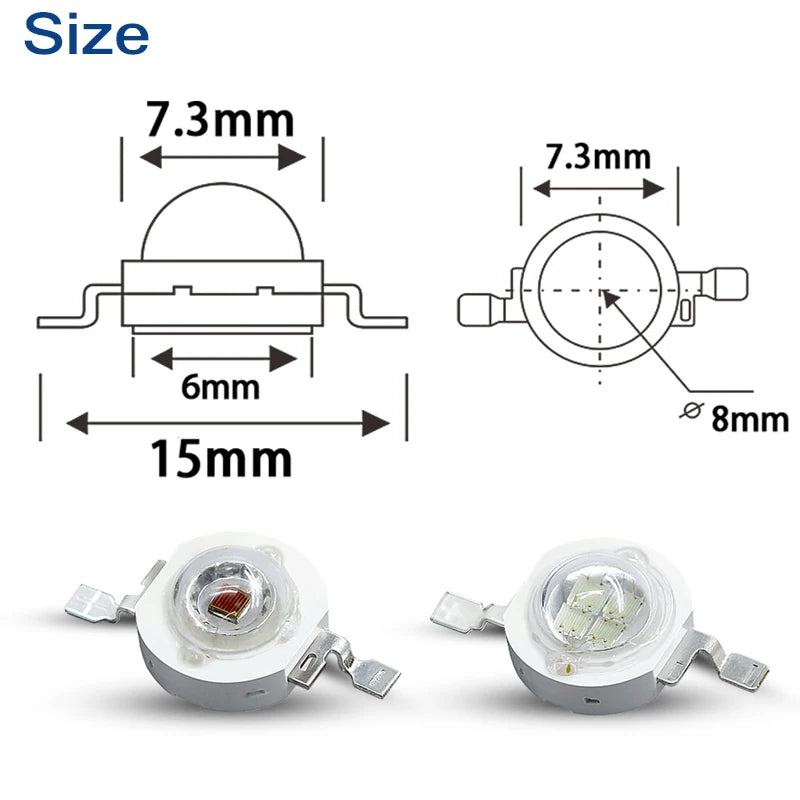 10-100pcs 1W 3W High Power LED Light-Emitting Diode LEDs Chip SMD Warm White Red Green Blue Yellow SpotLight Downlight Lamp Bulb