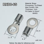 100pcs RNB Brass Ring Bare Terminal Block Connector Cable Lugs Wire Crimping Tips Electrical Connection Strips 12V 2.5mm 4mm 6mm