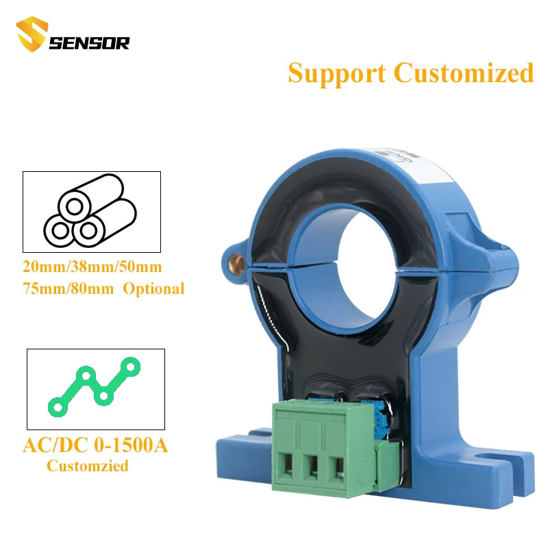 JXK-7 Hall Effect Current Sensor 4~20mA AC 50A 100A 200A 500A 1000A 1500A DC Current Transmitter Split Core Current Transducer