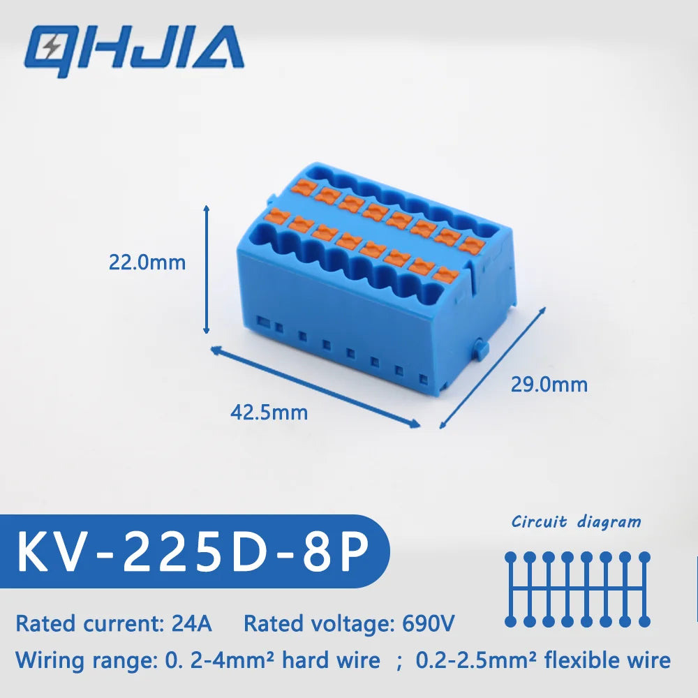 1Pc Wire Electrical Cable Connectors Plug-in Terminal Block PTFIX 2.5mm² Splitter Spliceable DIN-Rail Mounting Junction Box Too