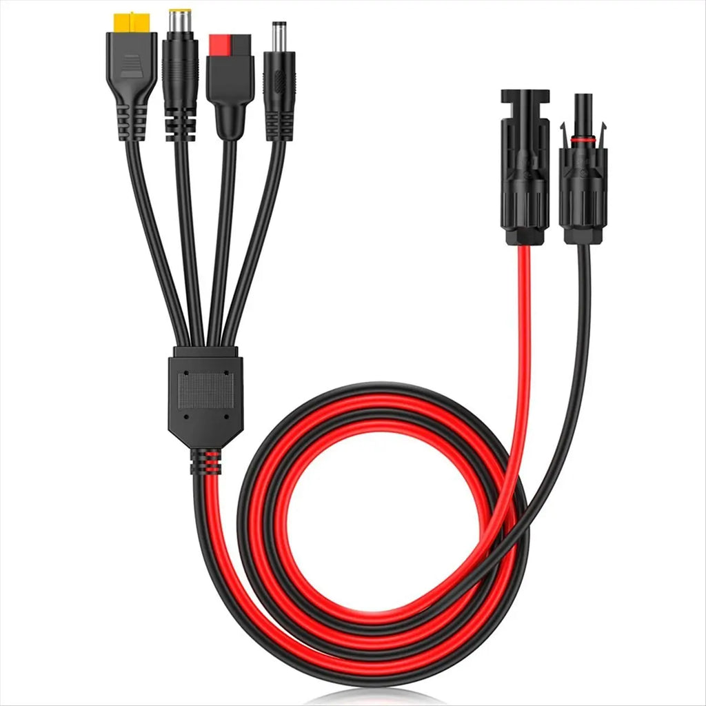 Persevering- 4-In-1 Solar Panel Connector Extension Cable Splitter for Anderson Connector DC Adapter Power Plug XT60 Female Conn