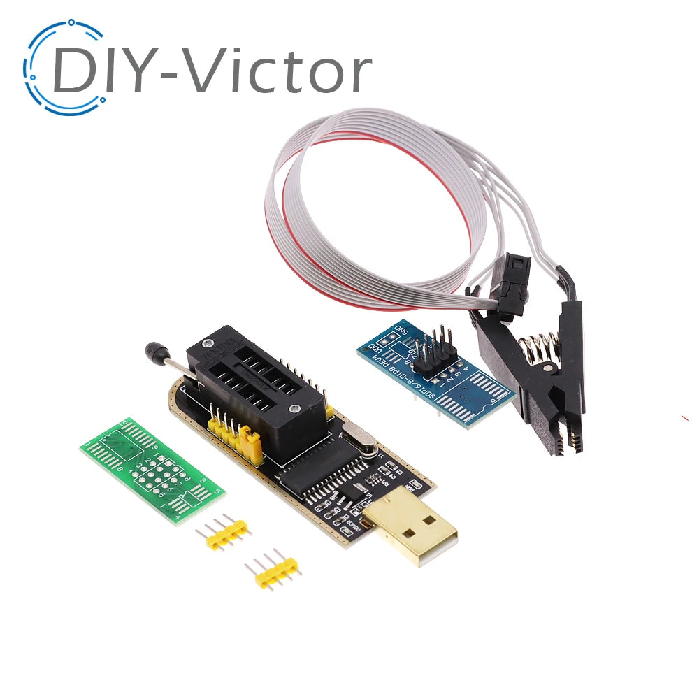 CH341 USB programmer with SOP8 SOP8 SOP Test Clip IC socket programer support many 24/25XX SPI flash EEPROM chip