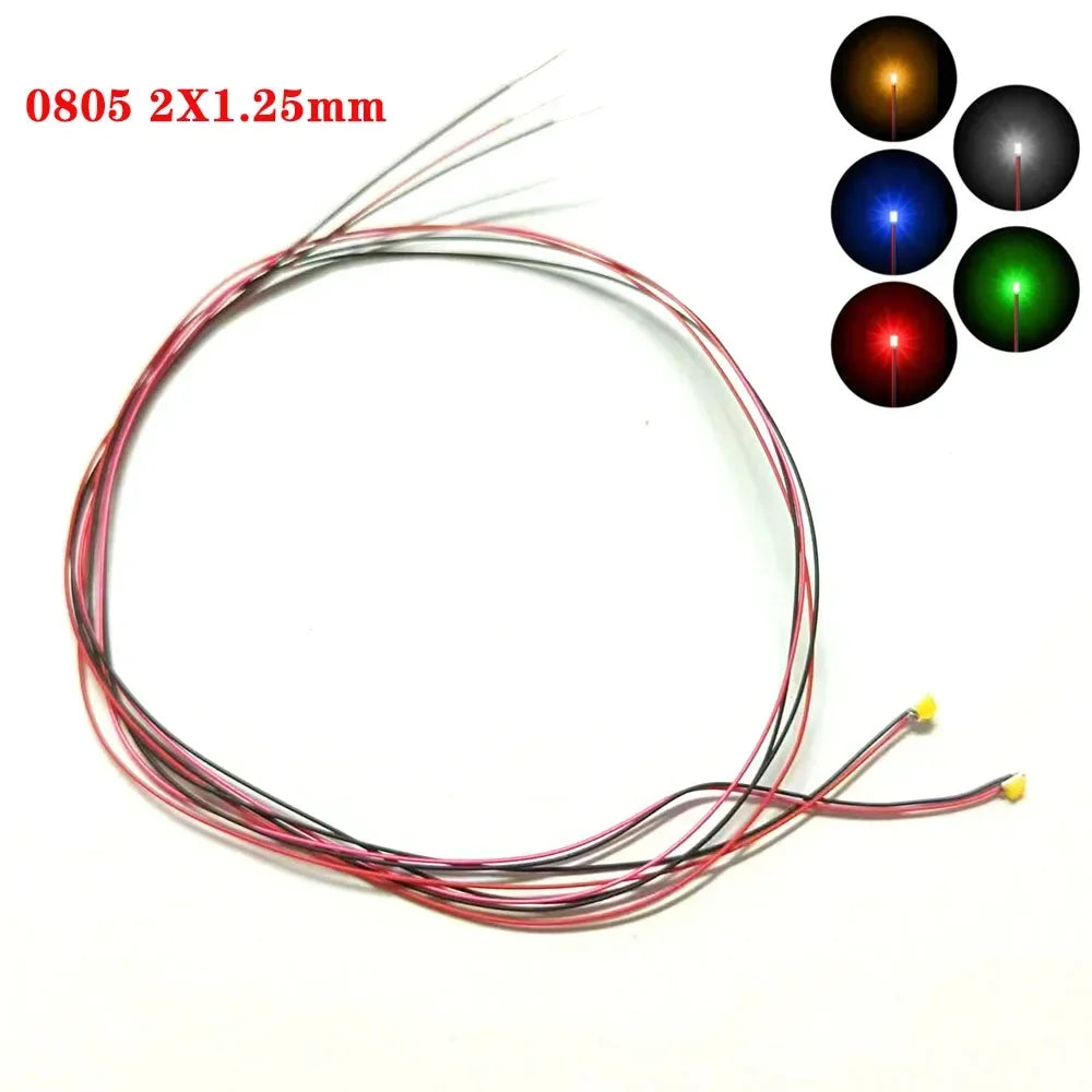 100Pcs/Lot 0402 0603 0805 1206 Led SMD Wire For Model Train HO N OO Scale Red Black Line Pre-soldered Micro Litz Diorama Railway