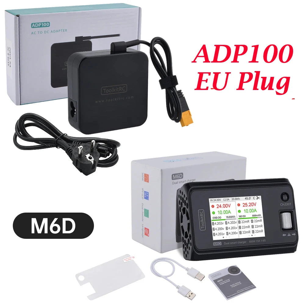 ToolkitRC M6D V3 500W 15A DC Dual Channel Smart Charger Discharger For 1-6S  LiPo LiHV LiFe Lilon Battery FPV Drone