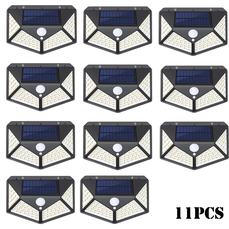 1-12 Pack Solar Lights Outdoor 100 LED Wall Lamp Motion Sensor Lights Waterproof Solar Street Light for Garden Porch Yard Garage