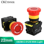 EB2M-C-01ZS Mushroom Cap Emergency Stop Rotary Switch 22mm Waterproof 10A Current Self-locking Button With lamp 10A AC 660V