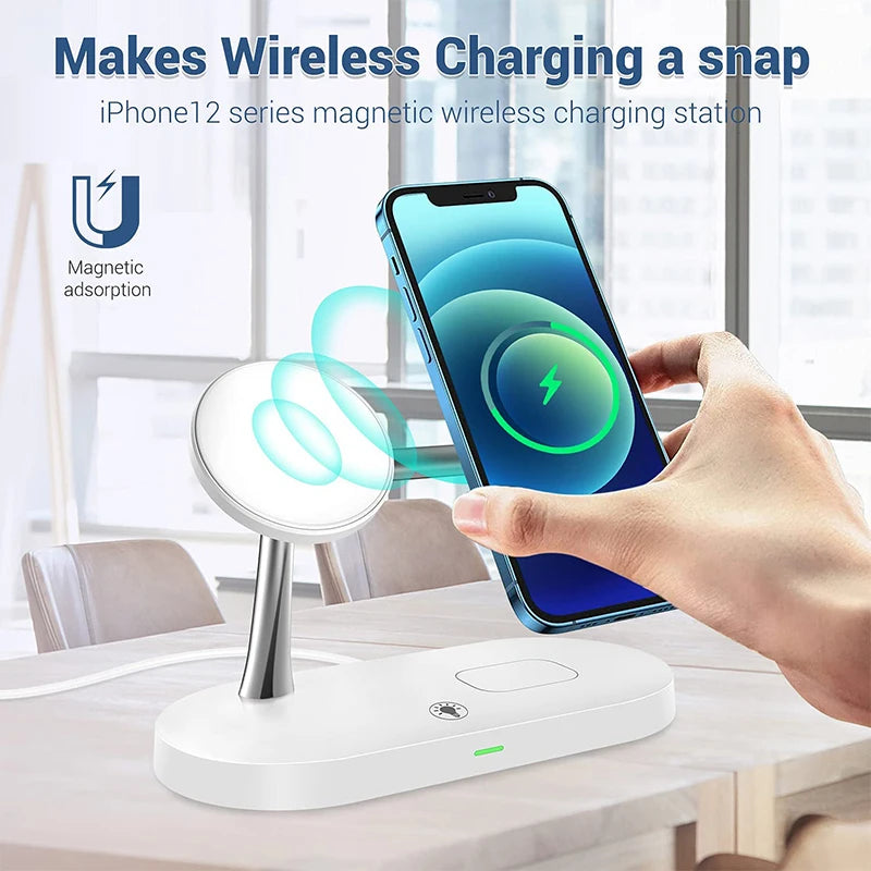 3 in 1 Magnetic Wireless Charger For iPhone 16 15 14 13 12 Fast Charging Station for Apple Watch 10 9 8 7 6 5 4 Airpods 2 3 Pro