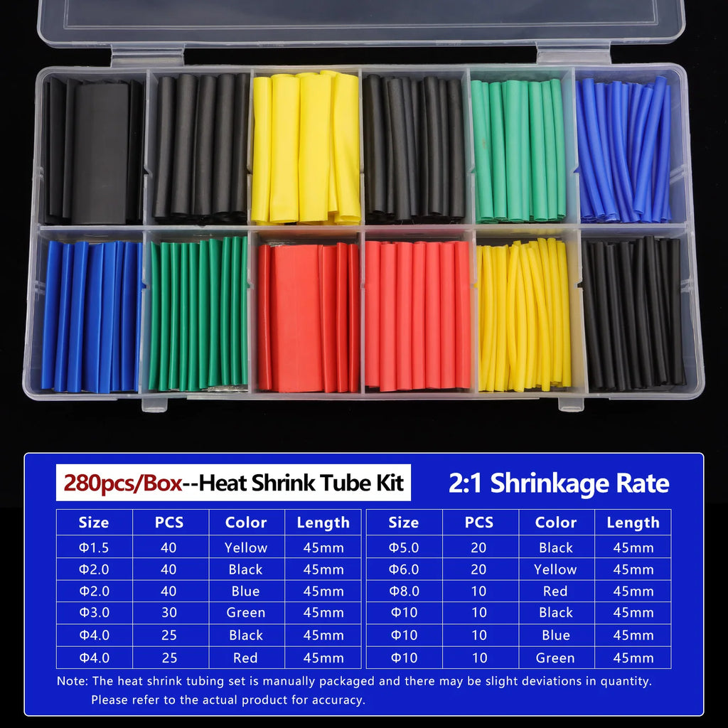 2:1 Heat Shrink Tube Kit Thermoresistant Shrinkage Tubing Wire Wrapping Electrical Connection Cable Insulation Sleeved Protecter