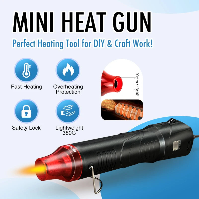 220V Hot Air Gun Soldering Temperature Blower Gun DIY Crafts Electric Power Hot Dryer Mini Heat Gun For Shrink Tubing Car Wrap