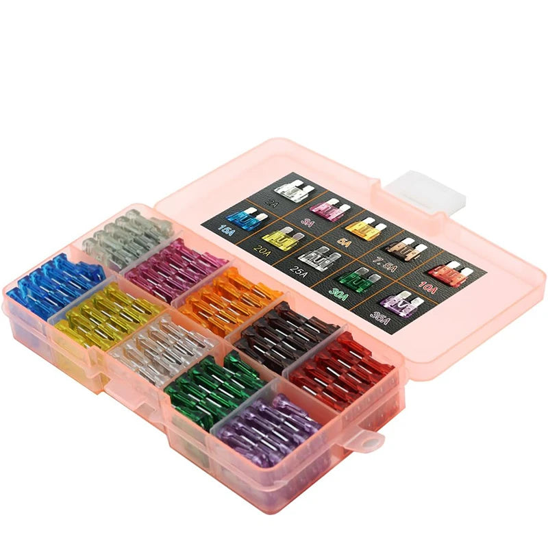 100pcs Car Fuse Assortment Kit Profile Middle Size Blade Type Fuse Auto Car Truck 2-35A Fuse with Box Clip