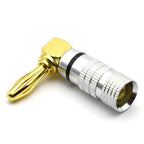 4pcs Banana Plug Connectors Right Angle 90 Degree Gold-Plated 4MM Audio Jack Adapter Video Speaker Plugs HiFi