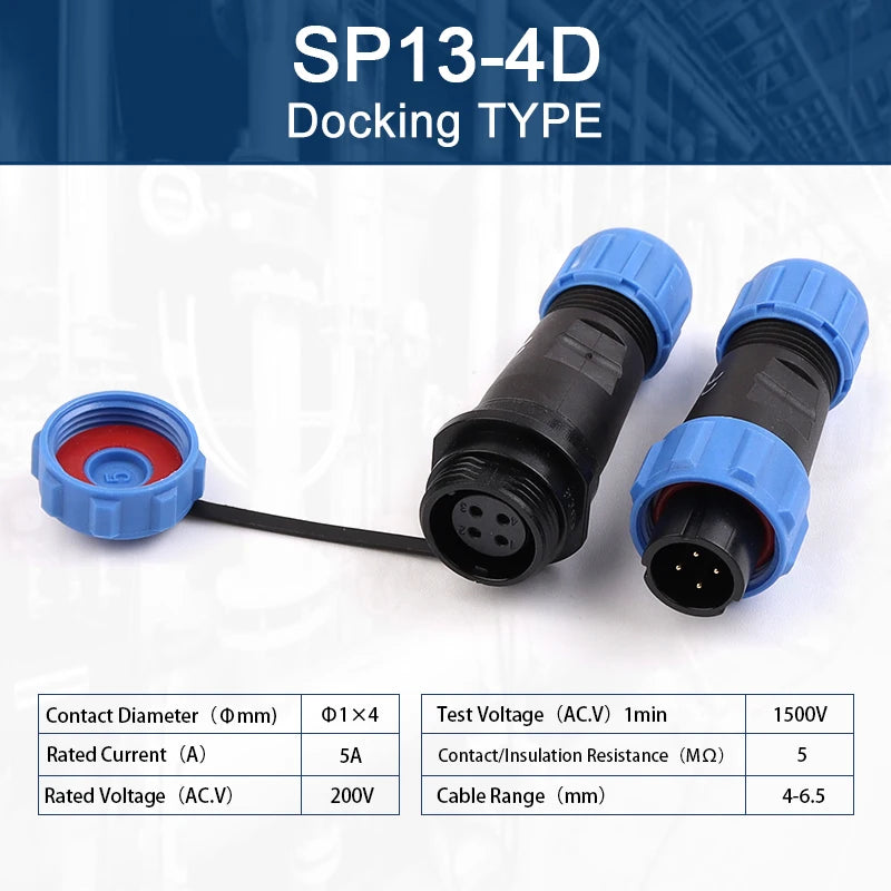 SP13 2/3/4/5/6/7/9 Pin Panel Mount Waterproof Aviation Connectors Plug Socket IP68 Electrical Cable Wire Connector male & female
