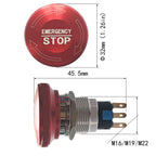 16mm 19mm 22mm Emergency Stop Metal Switch Mushroom Head Push Button Stop Switch 1NO1NC 2NO2NC Latching Switch Retention On Off