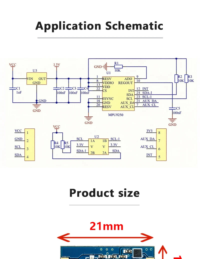 ZY MPU9250 9-Axis IMU Sensor Module Accelerometer Gyroscope Magnetometer I2C Digital Attitude Sensor For Arduino