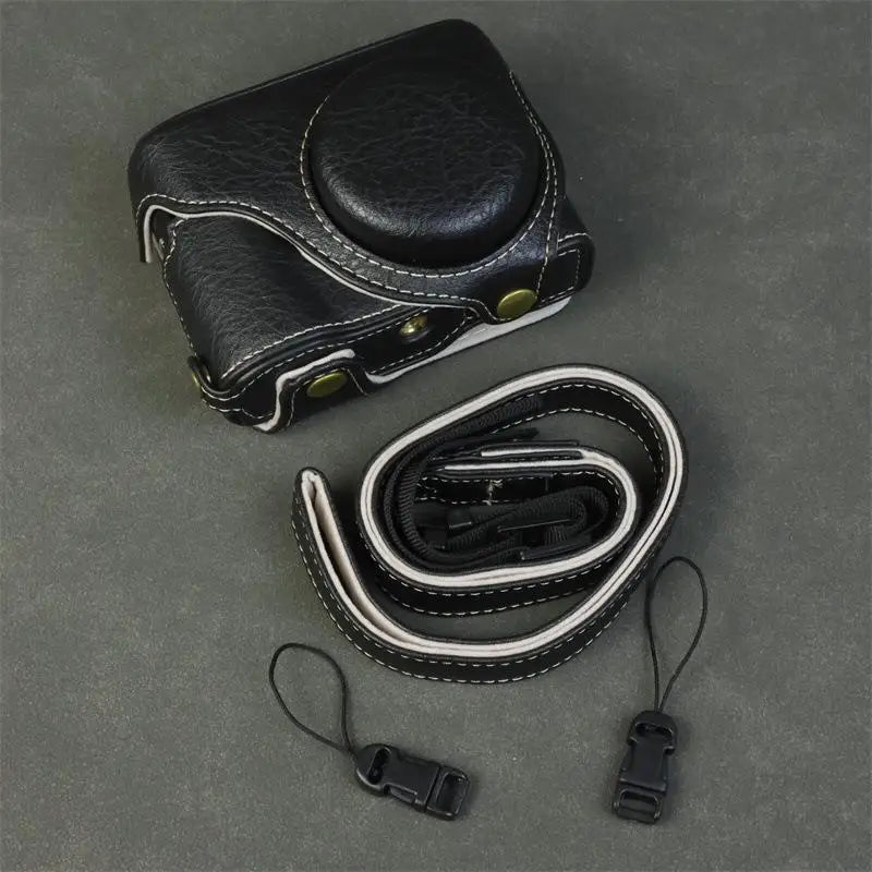 Handmade Leather Case for Panasonic Lumix TZ99 ZS99 Camera Carrying Bag with Adjustable Shoulder Strap