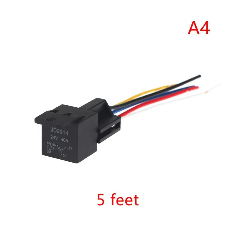 New 12V 24V 36V 48V 60V 72V 4Pin 5Pin 40A Automotive Relay With Interlocking Socket Heavy Duty For Truck Car Van Moto Boat Relay