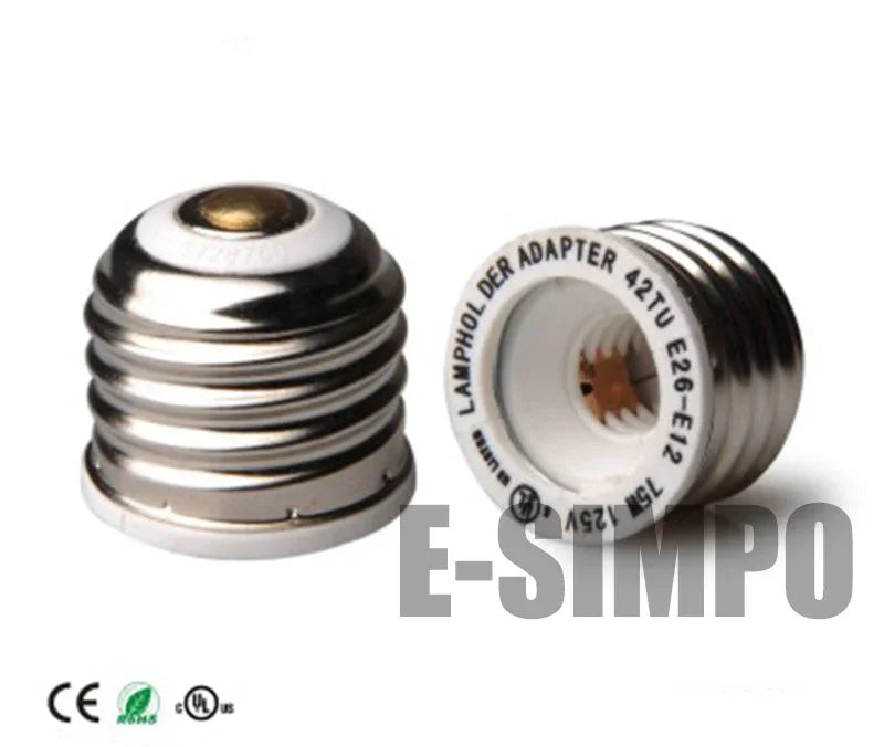 6pcs UL Listed E26 to E12 Adapter, E27 to E12 Light Socket, Medium Screw to US Candelabra Screw Bulb Socket Converter