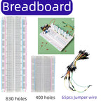 MB-102 Prototype Breadboard 400 830 Points Solderless PCB Bread Board Jumper Wires Cable Board  for Arduino Kit DIY Dupont Wire