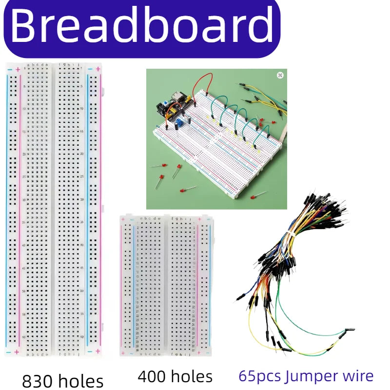 MB-102 Prototype Breadboard 400 830 Points Solderless PCB Bread Board Jumper Wires Cable Board  for Arduino Kit DIY Dupont Wire