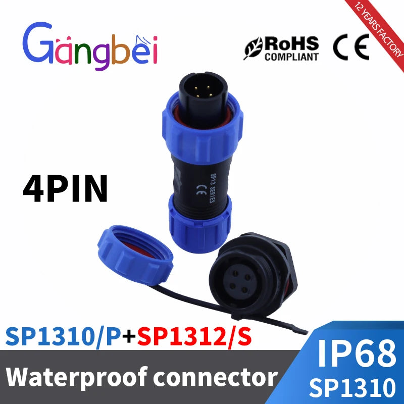 SP13 Waterproof Connector Male Plug & Female Socket Panel Mount Wire Cable Connector Aviation Plug IP68 2/3/4/5/6/7/9 Pin GBDQA