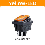 SAJOO Waterproof Rocker Switch KCD4 4Pin/6Pin DPDT With LED Lights Vehicle Boat Power Switch ON OFF 12V 24V 220V Size 22*30mm