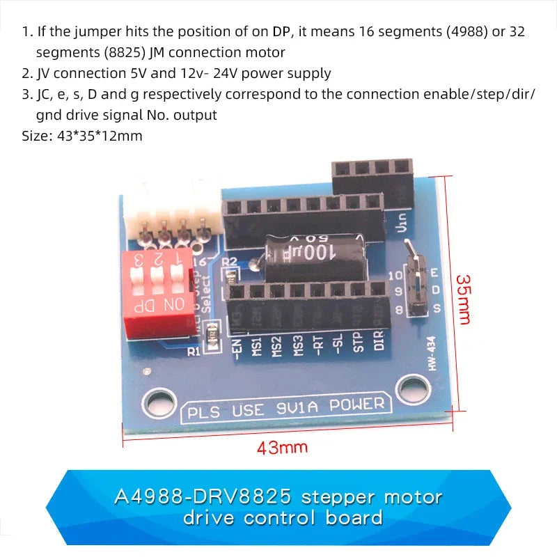 1PCS 3D Printer Accessories A4988 Stepper Motor Driver Module DRV8825 Stepper Motor Driver Expansion Board
