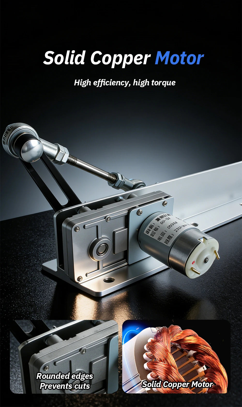 DC Reciprocating Linear Actuator All‑Metal Body Adjustable Stroke Pure Copper Motor DIY Reciprocating Motion Drive Mechanism