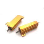 RX24 100W 50W Watt Power Metal Shell Aluminium Gold Resistor 1R 2R 3R 4R 5R 6R 8R 10R 15R 20R 30R 40R 100R 200R 220R Resistance