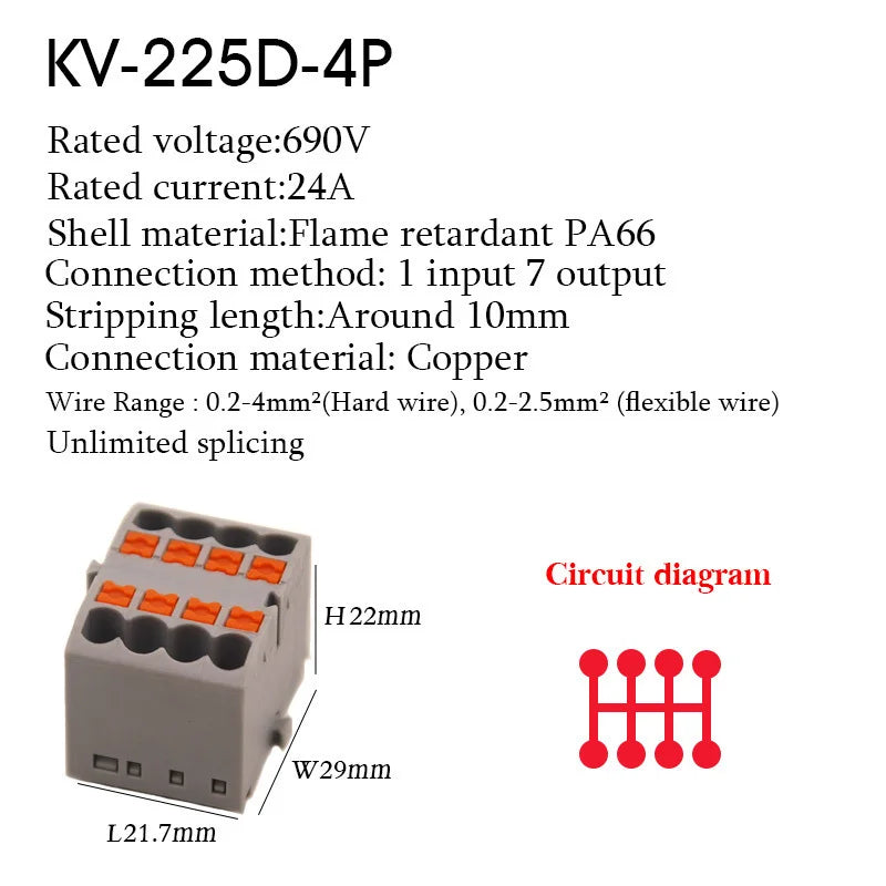 1Pc Wire Electrical Cable Connectors Plug-in Terminal Block PTFIX 2.5mm² Splitter Spliceable DIN-Rail Mounting Junction Box Tool