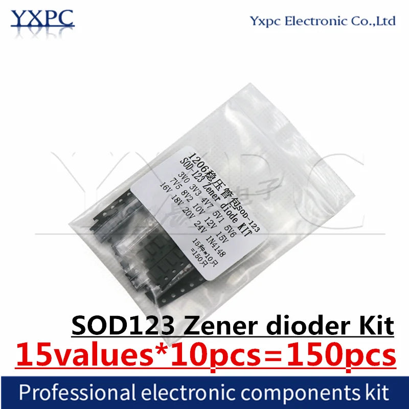 100pcs SOD-123 ZENER DIODE 2V~30V 2.4V 2.7V 3V0 3.3V 3V6 3V9 4V3 4V7 5V1 5V6 6V2 6V8 7V5 8V2 9V1 10V 11V 12V 13V 16V 18V 20V W8