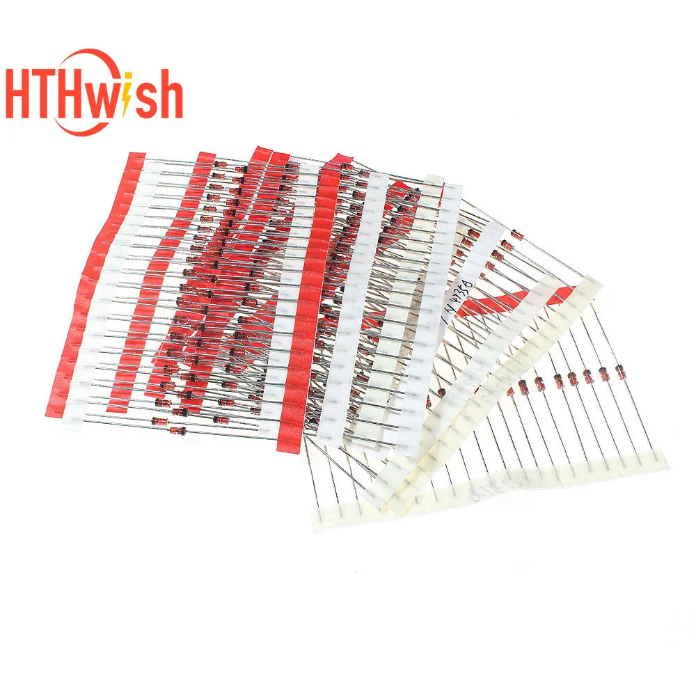 140p-250pcs 1W Zener Diode Kit 1N47 Series Voltage Regulator Diodes Set 1N4728 1N4729 1N4730 1N4731 1N4732 Electronic Component