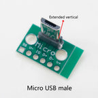 2pcs Micro Mini USB Type C USB 2.0 3.0 Male Female PCB Connector 90 Degree with Pin Header Data Charging Cable Jack Test Board