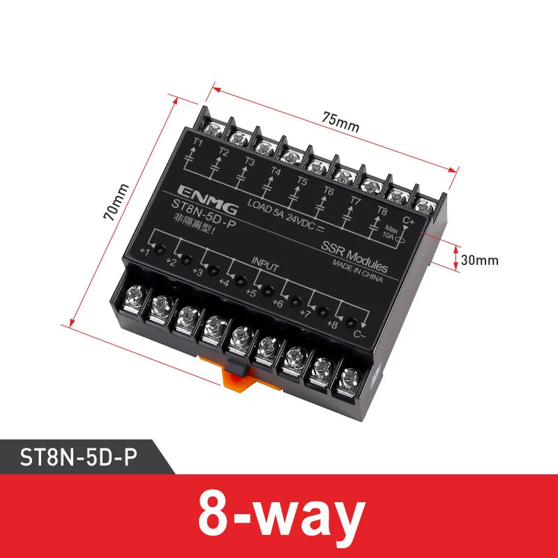 Optically Isolated Multi-Circuit Solid State Relay Module 24V DC Control DC DIN-Rail Module 220V AC PLC Output Amplifier Control