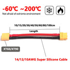 XT60 Male Female Connector Plug Set with Silicone Insulation 12AWG/14AWG Battery Extension Cable for RC Lipo Batteries And Drone