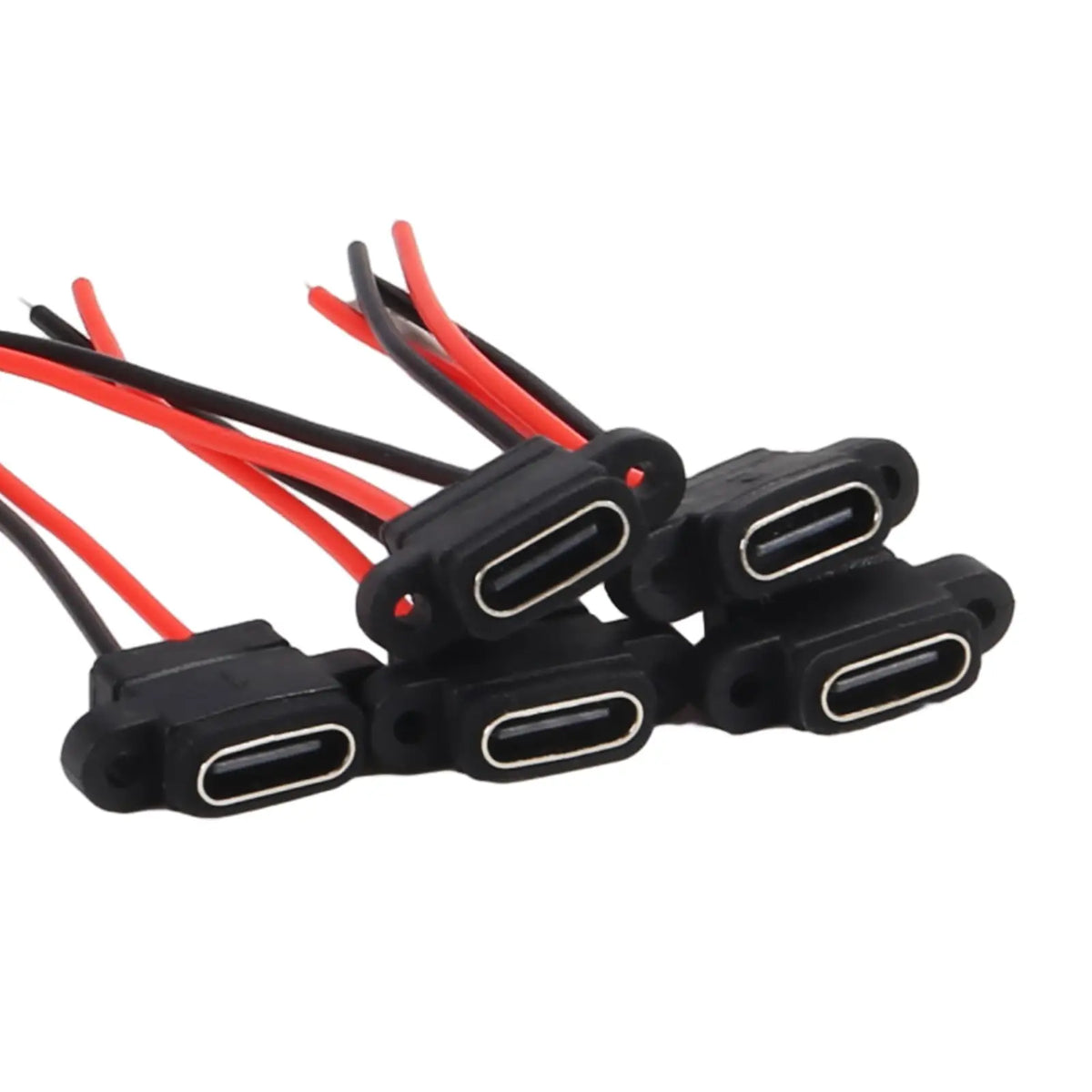 5/10/15PCS Flat Black Type-C Female Chassis 2 Pin Type-C Female Socket Connector Jack Female Charging Port 3A USB-C Charger Plug