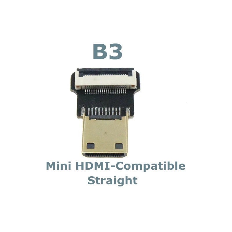 Ribbon FPV HDMI-Compatible Connector Flexible Flat Cable Raspberry Pi 4 Micro HDMI to HDMI/Mini HDMI Female 90 Degree FFC 20pin