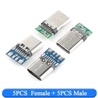 10pcs USB 3.1 Type-C Connector 24 Pins Male / Female Socket Receptacle Adapter to Solder Wire & Cable 24 Pins Support PCB Board