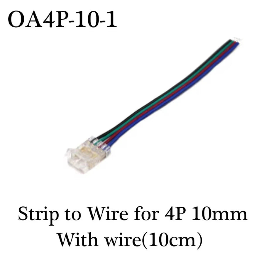 COB Led Strip Connector Light Strip Wire Connectors 2 3 4 Pin L-shaped For 5 8 10mm Width PCB Single Color RGB CCT Strip